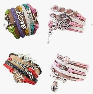 Leather Wrap Charm Bracelets Set of 4 NWT